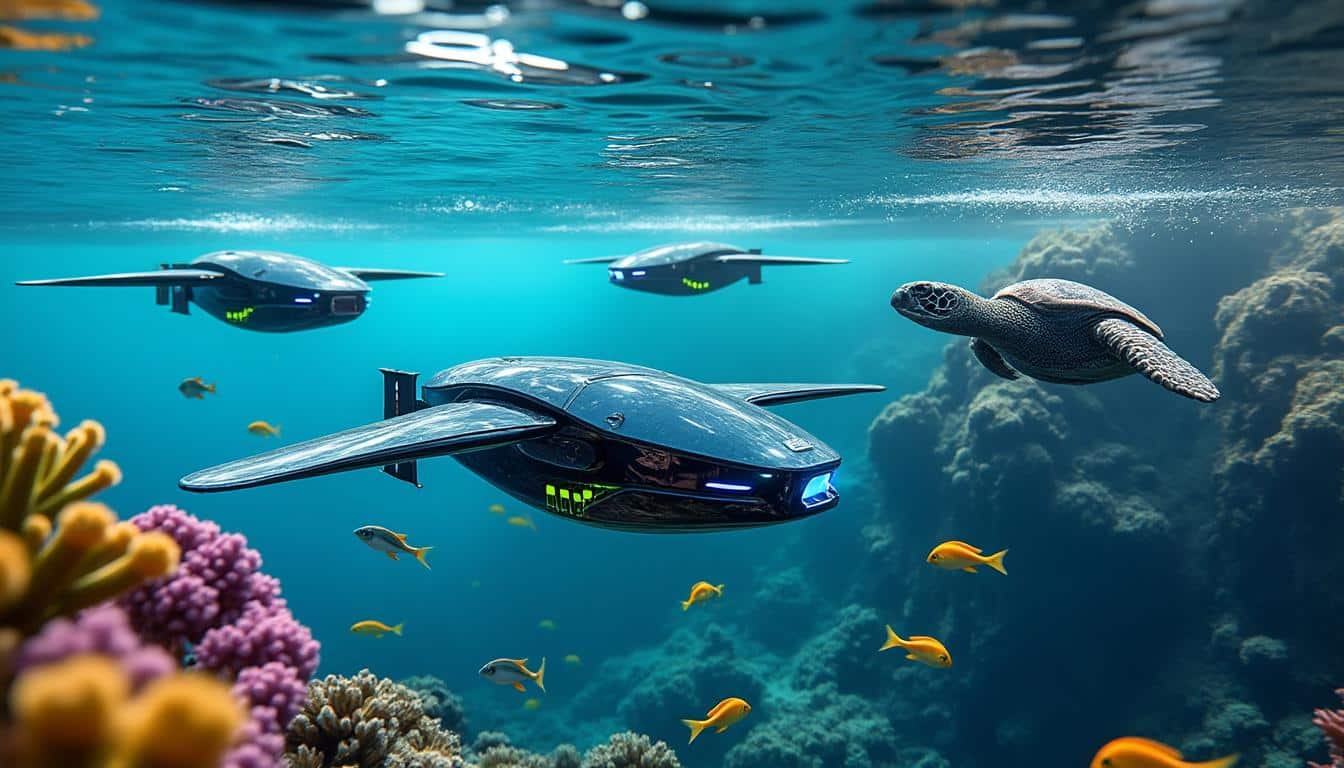 Drone Sous-marin Jouet Drone Sous-marin WiFi – Mini Submersible Bionique Raie Manta – Caméra 300k Pixels, Transmission En Temps Réel, LED – 15 Min D'autonomie – Dès 3 Ans, Surveillance Adulte